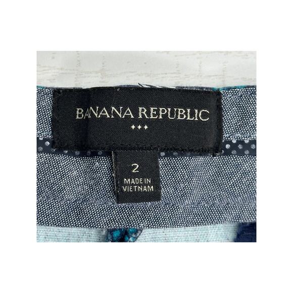 Banana Republic Striped Chino Shorts Blue Black Mid-Rise Summer Casual Vacay 2 - Picture 3 of 7